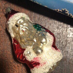 Mercury Glass Early German Vintage Santa Christmas Ornament